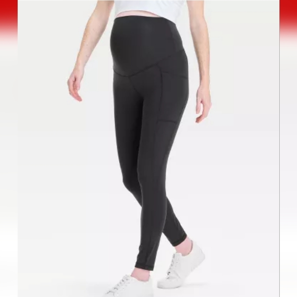 Isabel Maternity Over Belly High Rise Leggings Black Medium